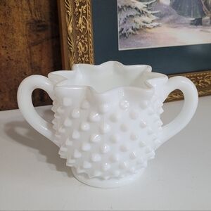 Vintage Fenton White Hobnail Milk Glass Sugar Bowl